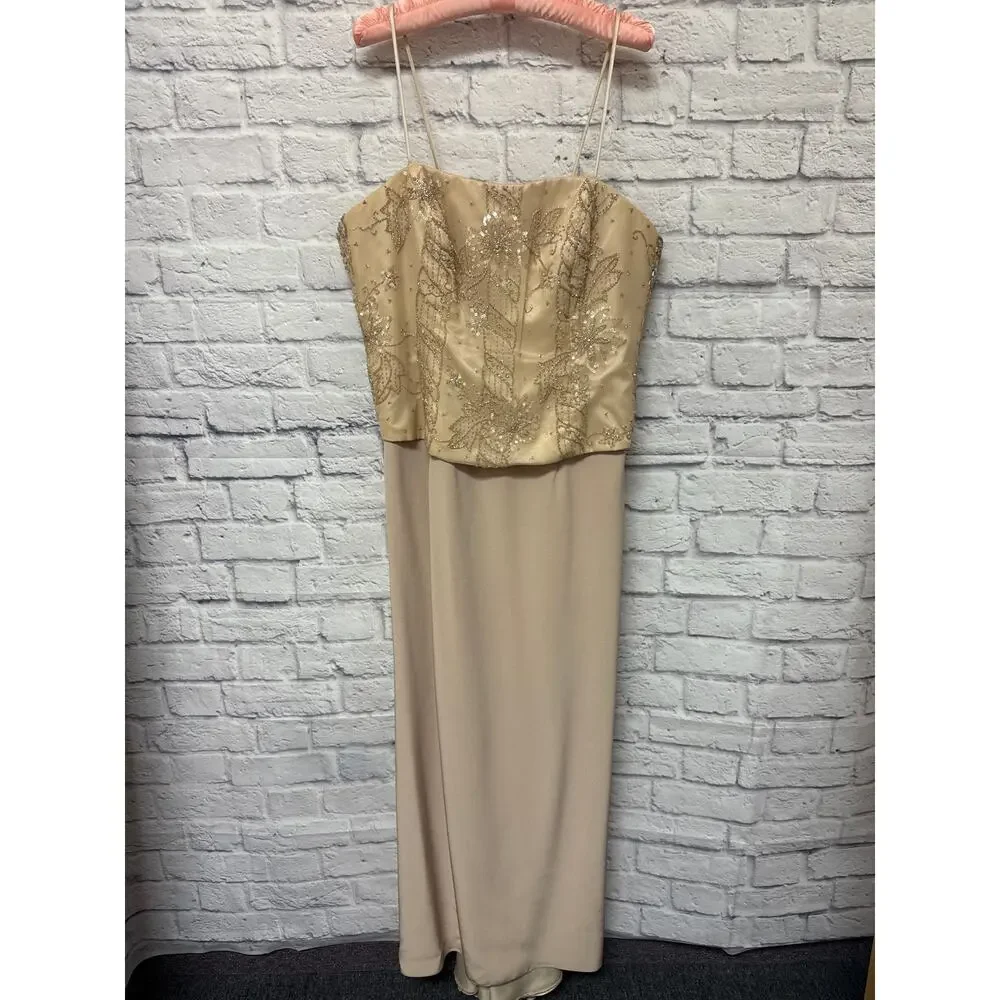 Montage Mon Cheri Mother of Bride Blush Dress Chiffon Jacket Beaded Detail - 16 - Picture 5 of 10